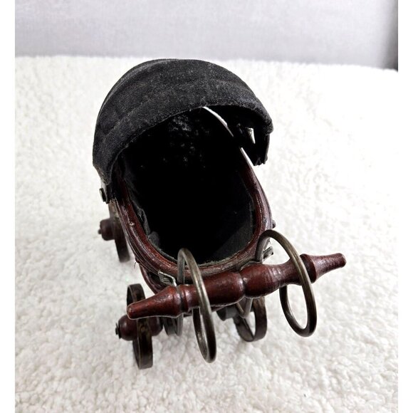VTG Antique Miniature Baby Stroller Pram 8" High Victorian Gothic Decor Carriage - Picture 8 of 16